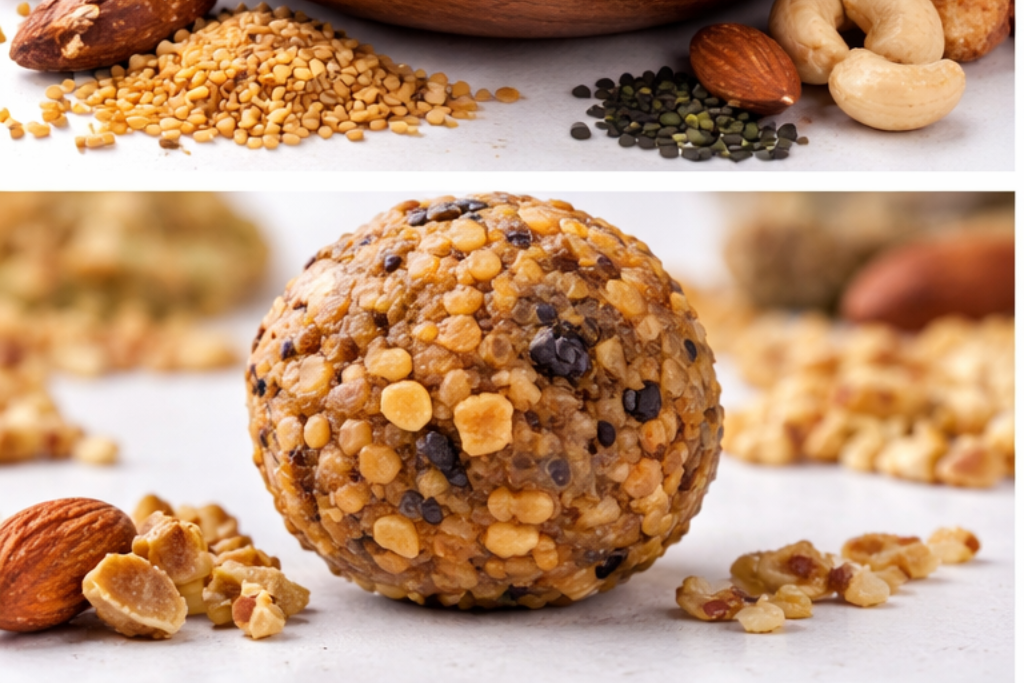 Methi (Fenugreek), Edible Gum, Makhana Laddus – Herbal Energy & Wellness Bites (Ohne Zuckerzusatz) 500g